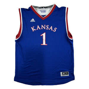 Kansas Jayhawks Adidas #1 Jersey Youth Size XL Blue Away NCAA Basketball
